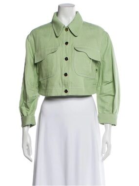 Acler Bradbury Jacket Size US 6 Cropped Mint Green Jacket with Flap Pockets